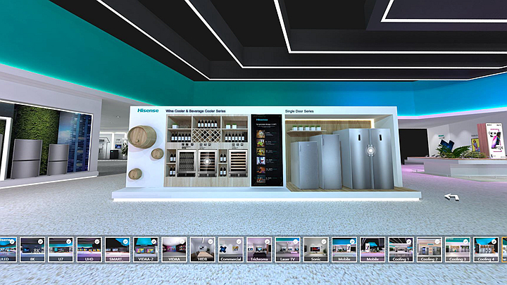 線(xiàn)上虚拟展厅展區(qū)选择及导航展示画面